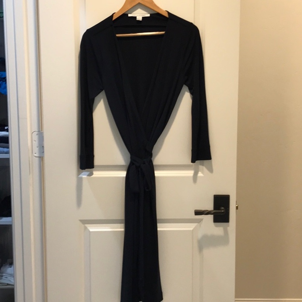 Diane von Frustenberg New Julian Two Wrap Dress Midnight Blue - Size 6